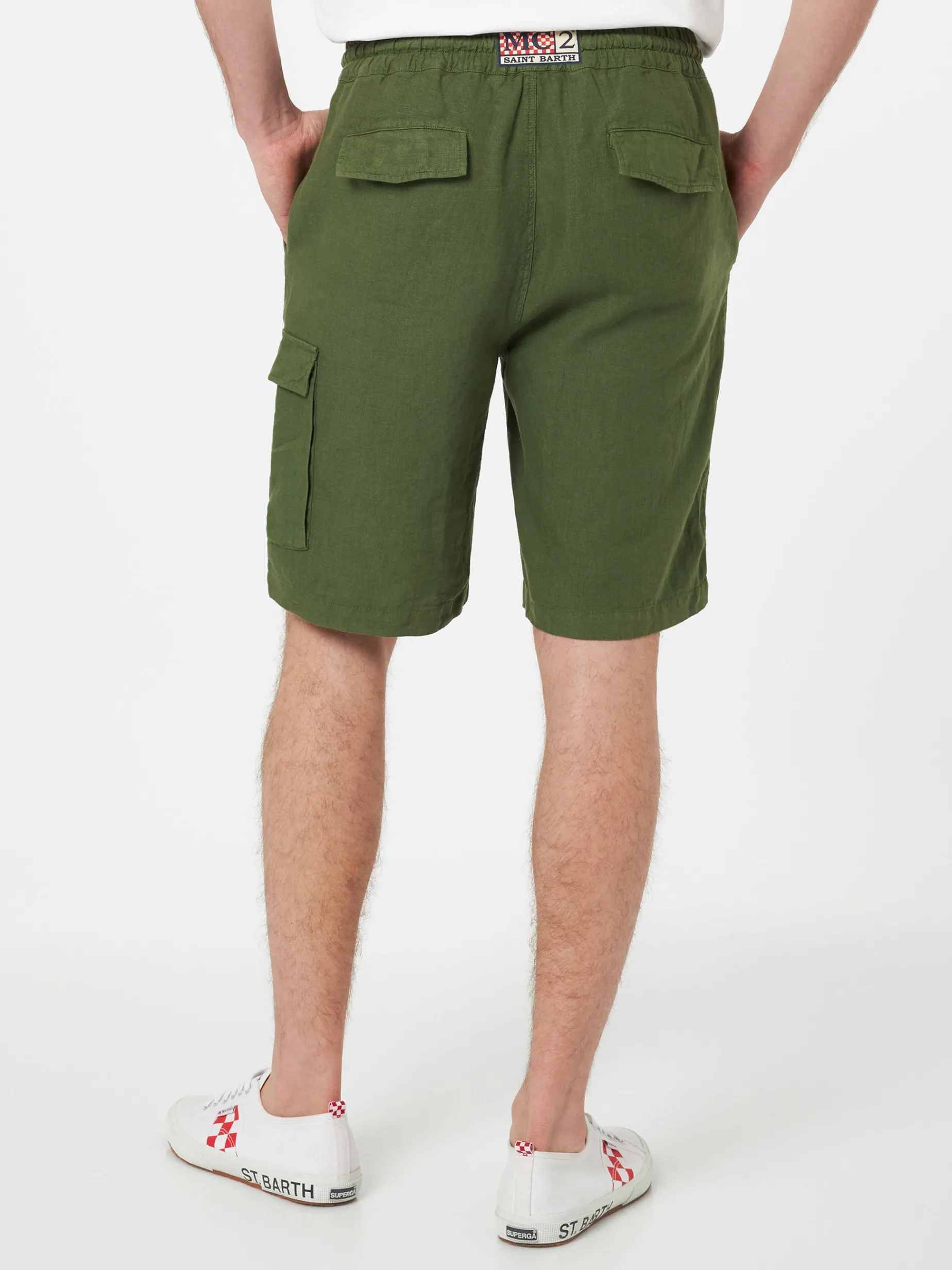 Herren-Bermuda aus militärgrünem Leinen Marseille