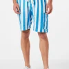 Herren-Bermudashorts aus Leinen mit weißen und blauen Streifen