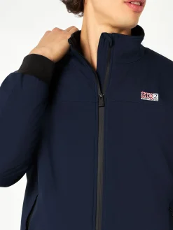 Herrenblaue Bomberjacke mit Fellfutter