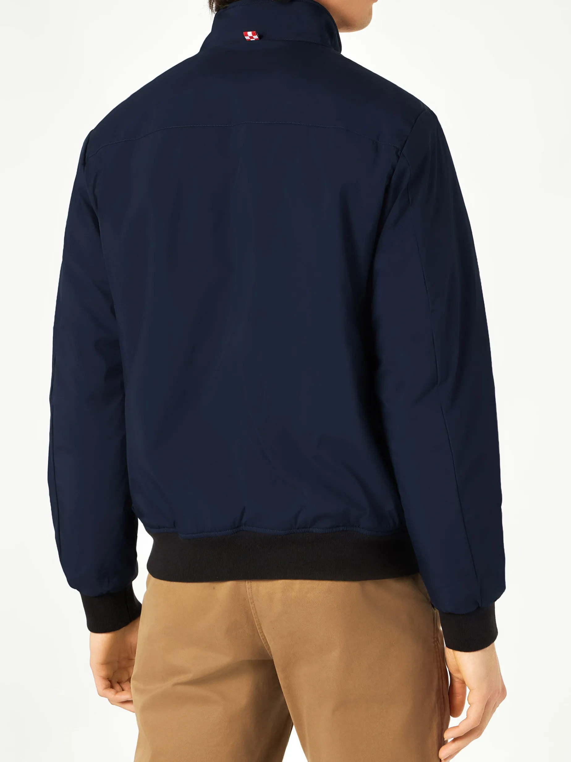 Herrenblaue Bomberjacke mit Fellfutter