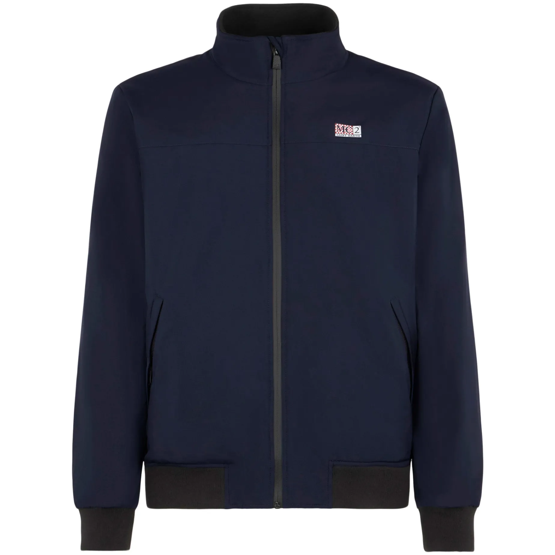 Herrenblaue Bomberjacke mit Fellfutter