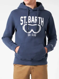 Herrenblauer Kapuzenpullover mit St. Barth Ski Club-Aufdruck