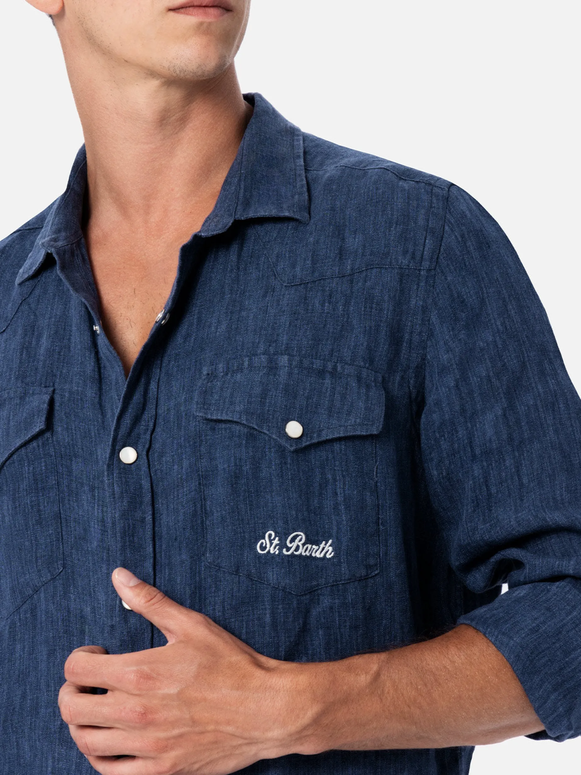Herren-Delave-Hemd aus Leinen-Denim Greg