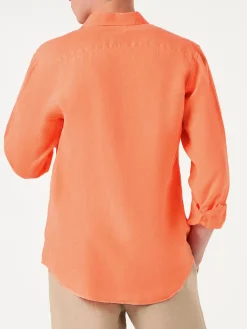 Herren-Hemd aus fluoorangefarbenem Pamplona-Leinen