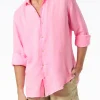 Herren-Hemd aus Pamplona-Leinen in Wasserfarbe in Fluo-Rosa
