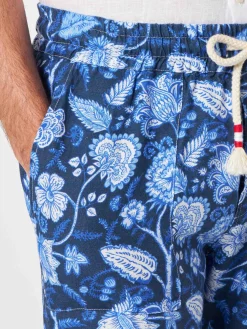 Herrenhose aus Leinen mit Blumendruck