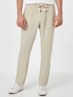 Herrenhose „Calais“ aus cremefarbenem Leinen mit Kordelzug