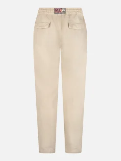 Herrenhose „Calais“ aus cremefarbenem Leinen mit Kordelzug