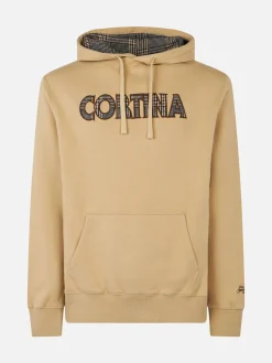Herren-Kapuzenpullover in Beige mit Cortina-Aufnäher