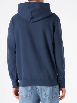 Herren-Kapuzenpullover in Marineblau mit Aufdruck