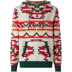 Herren-Kapuzenstrickjacke mit ethnischem Muster