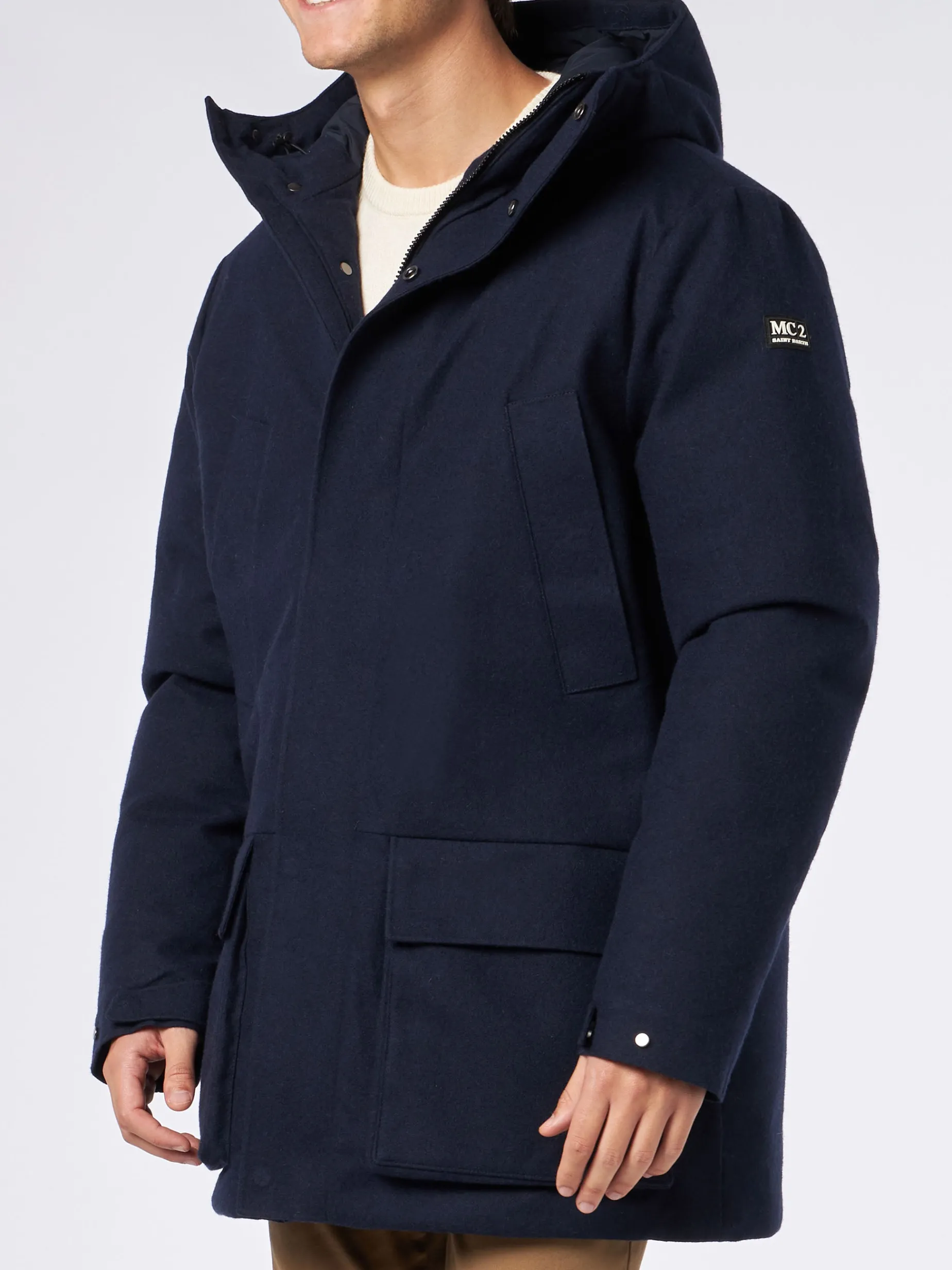 Herren-Parka mit Kapuze in Blau