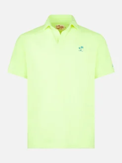 Herrenpolo aus fluogelbem Baumwolljersey