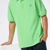 Herren-Poloshirt aus fluogrünem Piquet mit St. Barth-Logo und Vintage-Effekt