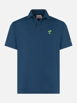 Herren-Poloshirt aus marineblauem Baumwolljersey