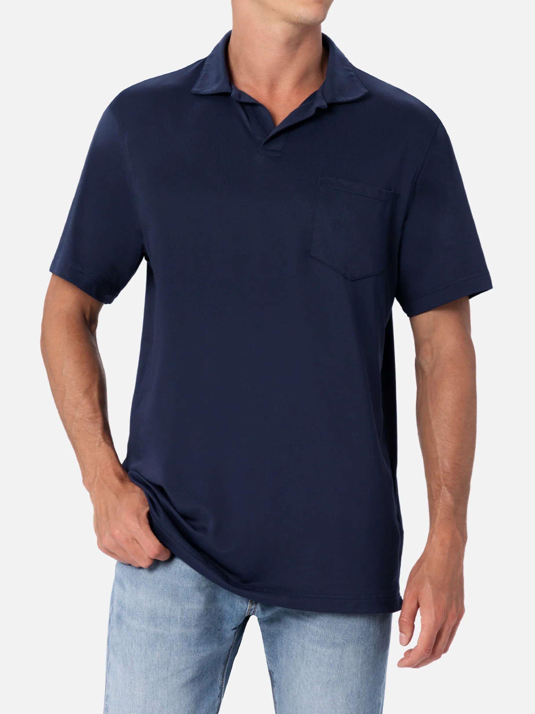 Herren-Poloshirt aus technischem Piquet Camber in Marineblau