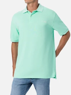 Herren-Poloshirt aus wassergrünem Baumwollpiquet Beverly Hills