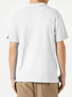 Herren-Poloshirt aus weißem Baumwollfrottee