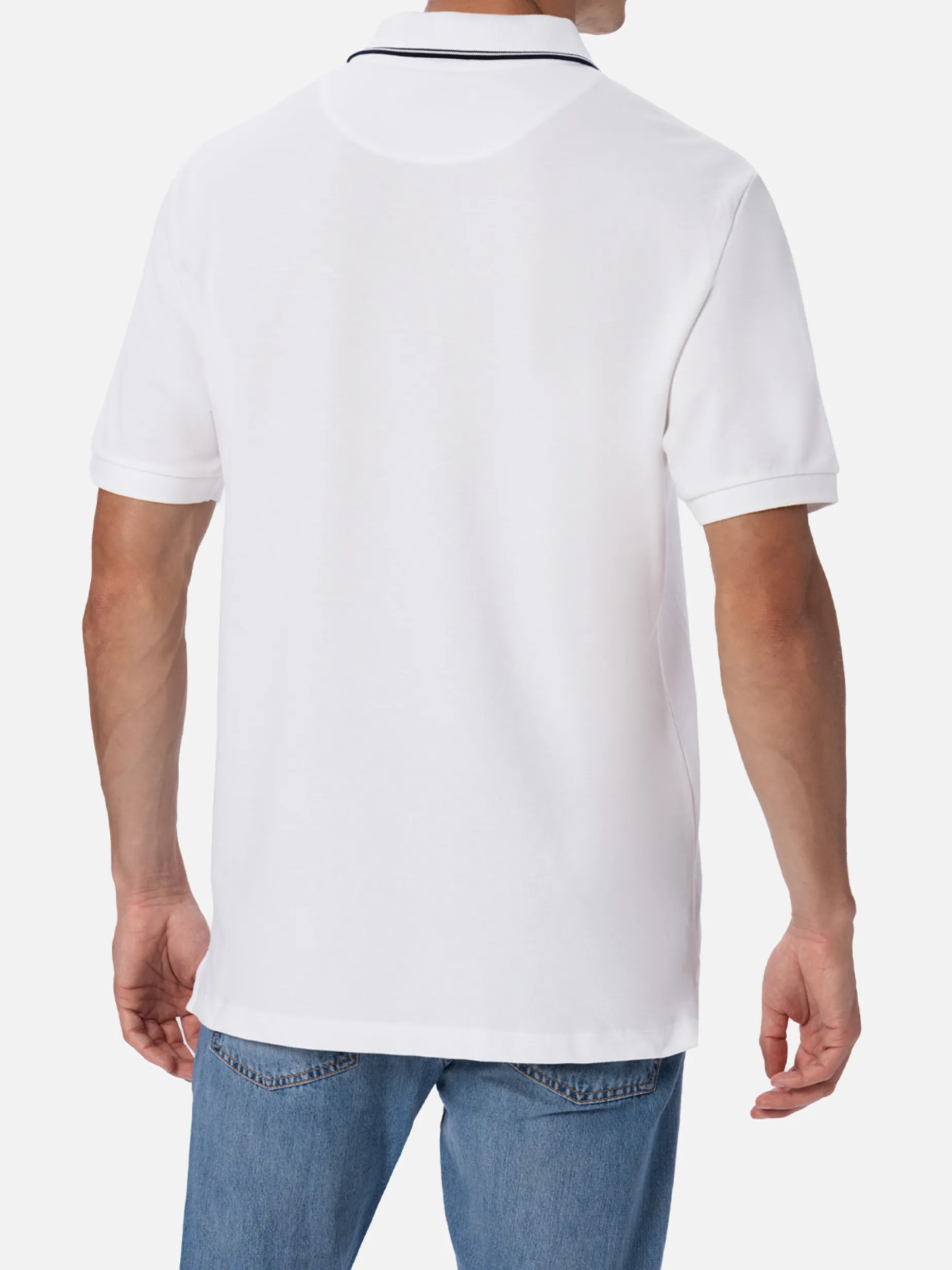 Herren-Poloshirt aus weißem Baumwollpiquet Beverly Hills