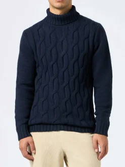 Herrenpullover aus Kaschmirmischung mit Zopfmuster Fisherman