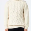 Herrenpullover aus Kaschmirmischung mit Zopfmuster Fisherman