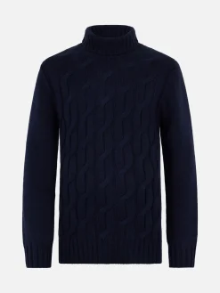 Herrenpullover aus Kaschmirmischung mit Zopfmuster Fisherman