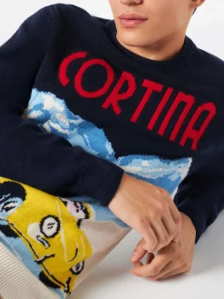Herrenpullover Cortina mit Vintage-Postkartendruck