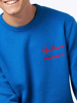 Herrenpullover mit A far l'amore comincia tu-Stickerei