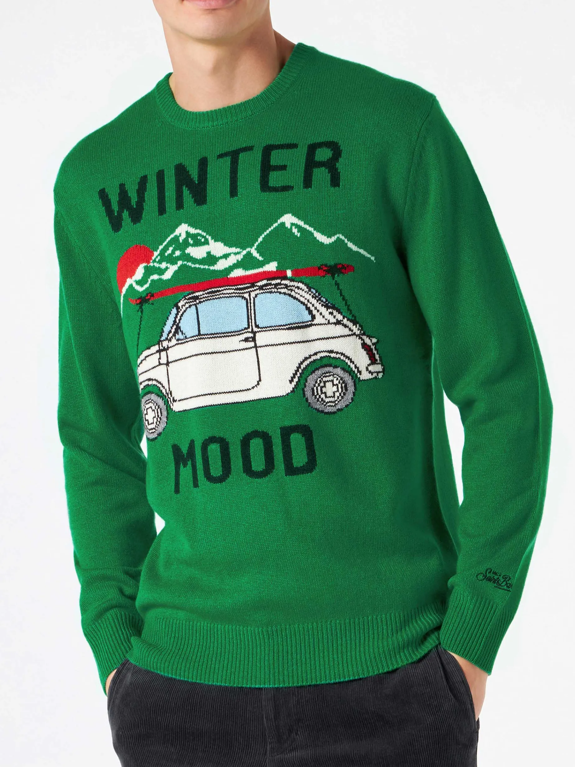 Herrenpullover mit Autoaufdruck