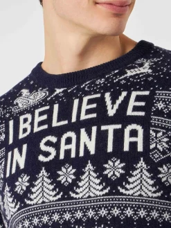 Herrenpullover mit „I believe in Santa“-Schriftzug