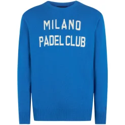 Herrenpullover mit Jacquard-Aufdruck „Milano Padel Club“.