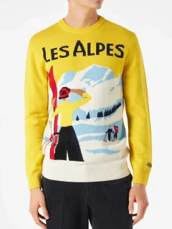 Herrenpullover mit Les-Alpes-Postkarte