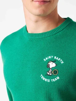Herrenpullover mit Rundhalsausschnitt und Snoopy-Tennis-Jacquard-Print | SNOOPY – ©PEANUTS SONDERAUSGABE