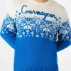 Herrenpullover mit Rundhalsausschnitt und Courmayeur-Stickerei