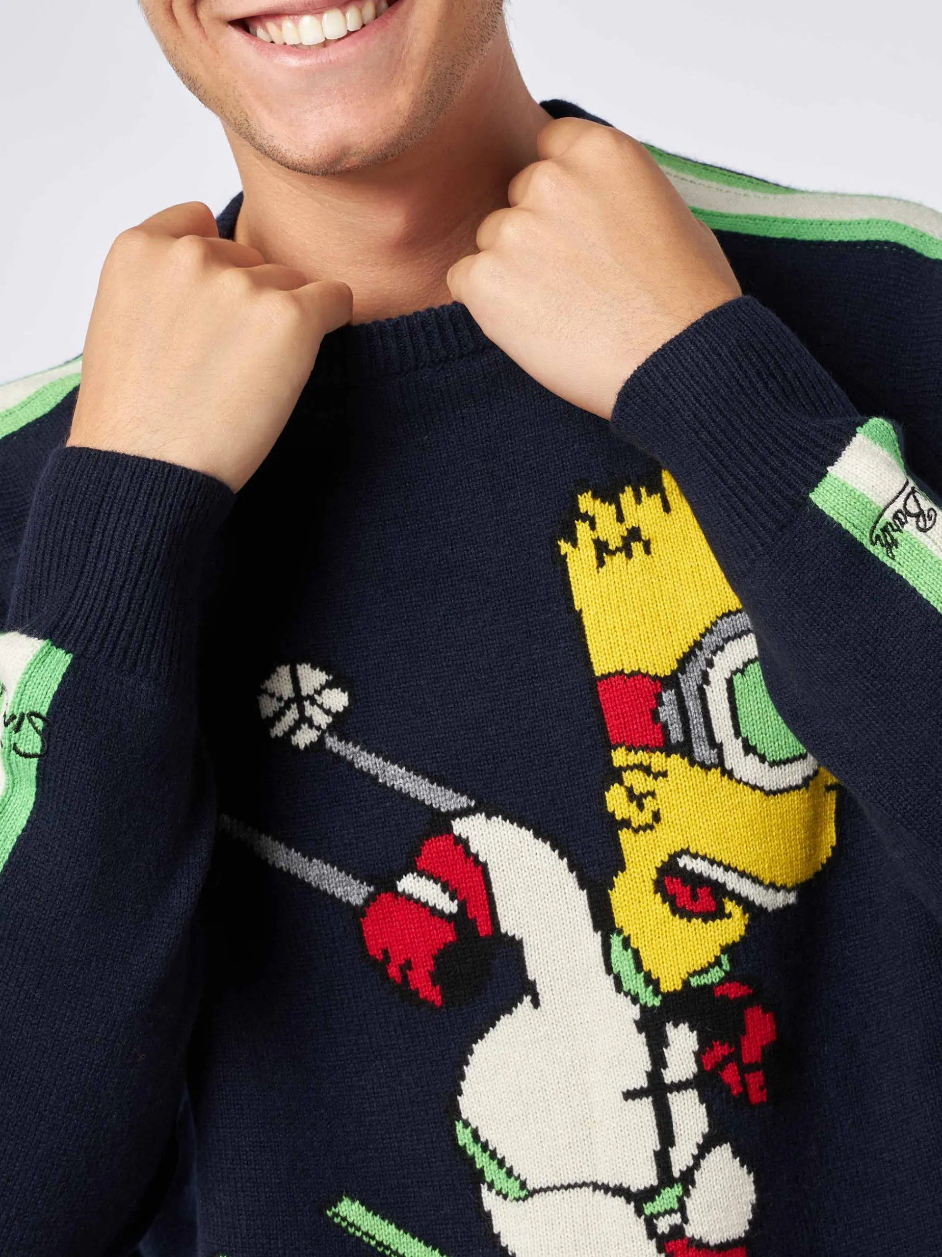 Herrenpullover mit Rundhalsausschnitt und Bart-Simpson-Jacquard-Print | DIE SIMPSONS-SONDERAUSGABE