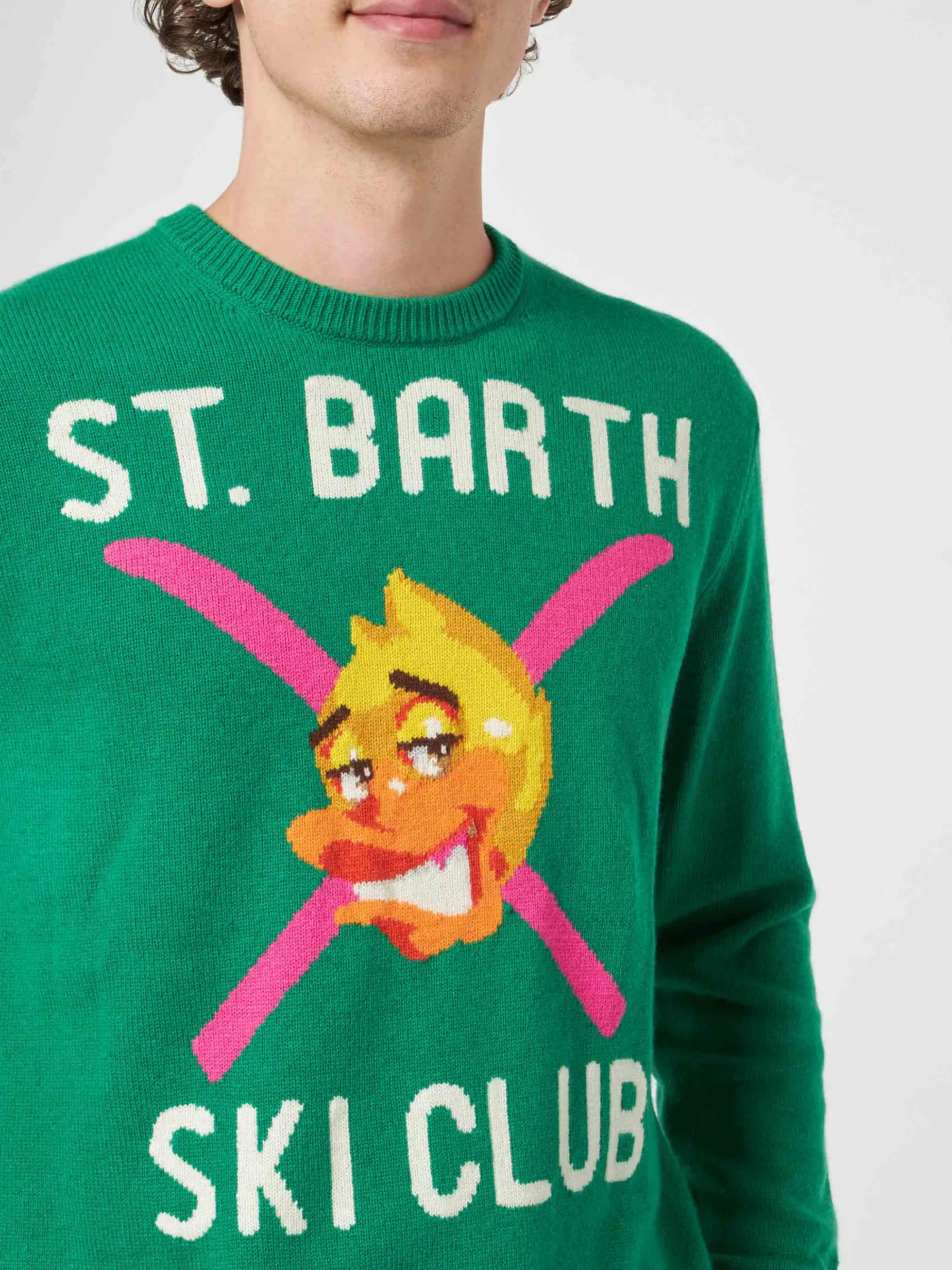 Herren-Pullover mit Rundhalsausschnitt und Crypto Ducky-Jacquard-Print | CRYPTO PUPPETS SONDERAUSGABE