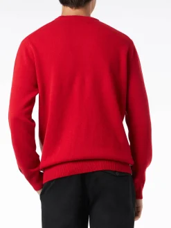 Herrenpullover mit Rundhalsausschnitt und Aspen-Postkarten-Jacquarddruck