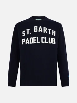 Herren-Pullover mit Rundhalsausschnitt und Jacquard-Aufdruck des St. Barth Padel Club