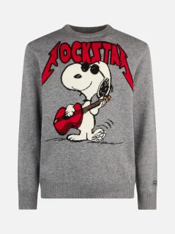 Herrenpullover mit Rundhalsausschnitt und Snoopy-Rockstar-Jacquard-Print | SNOOPY – ©PEANUTS SONDERAUSGABE