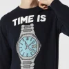 Herrenpullover mit „Time is Money“-Stickerei