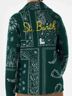 Herren-Strickjacke mit Bandana-Print