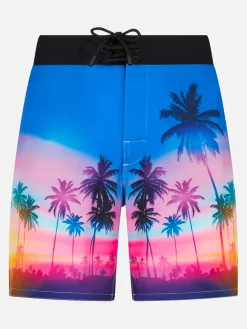 Herren-Surfshorts aus Komfort und Stretch mit Palmenprint