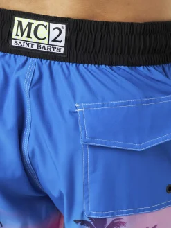 Herren-Surfshorts aus Komfort und Stretch mit Palmenprint