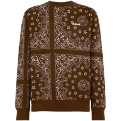 Herren-Sweatshirt mit Rundhalsausschnitt und braunem Bandana-Print
