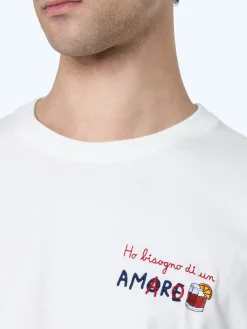 Herren-T-Shirt Arnott aus schwerer Baumwolle mit Ho bisogno di un amaro-Stickerei