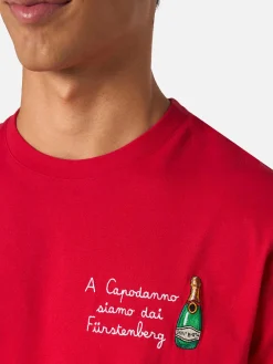 Herren-T-Shirt Arnott aus schwerer Baumwolle mit A Capodanno siamo dai Furstenberg-Stickerei | VACANZE DI NATALE SONDERAUSGABE