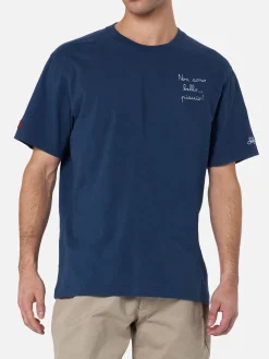 Herren-T-Shirt Arnott aus schwerer Baumwolle mit Non sono bello … piaccio! Stickerei | VACANZE DI NATALE SONDERAUSGABE