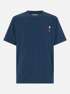 Herren-T-Shirt Arnott aus schwerer Baumwolle mit Lavateje er vino-Stickerei | VACANZE DI NATALE SONDERAUSGABE