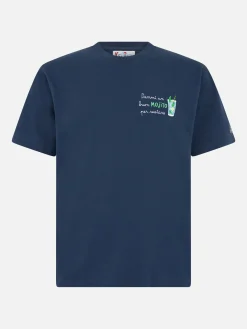 Herren-T-Shirt Arnott aus schwerer Baumwolle mit „Dami un mojito per restare“-Stickerei