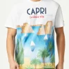 Herren-T-Shirt aus Baumwolle mit Capri-Postkartendruck